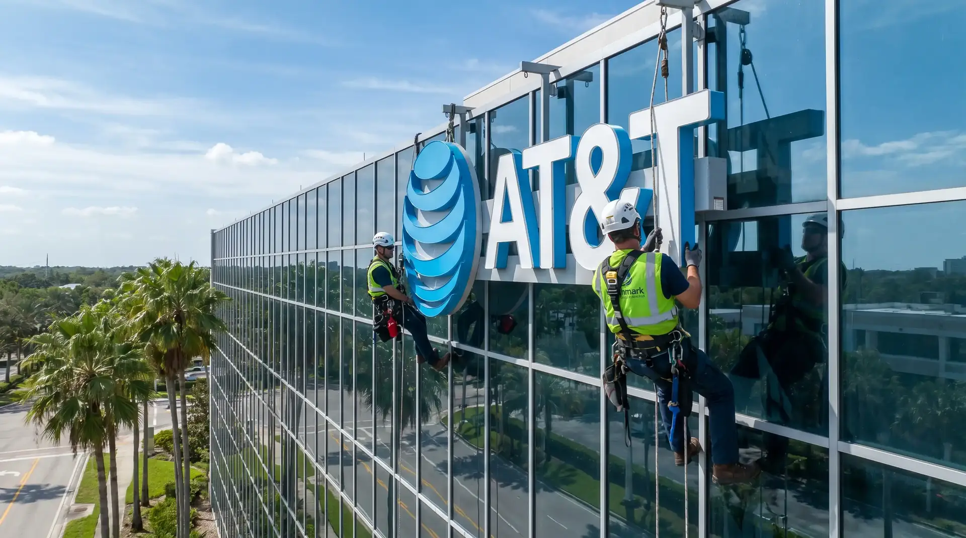 Building top corporate identification signage