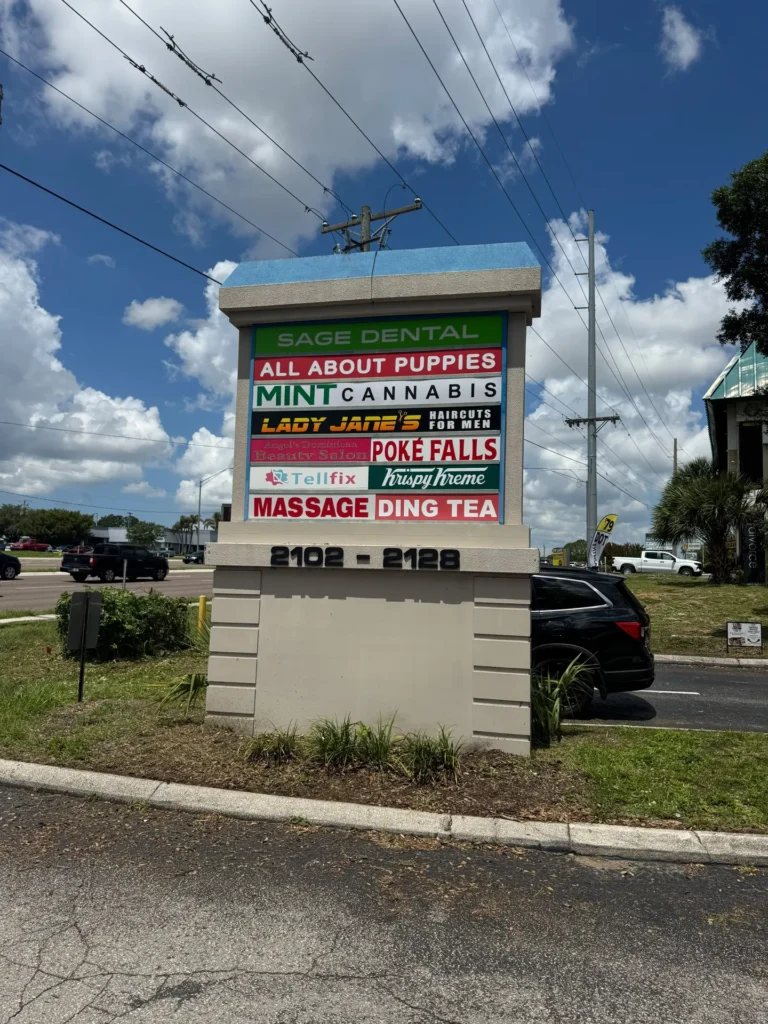 Mint Cannabis monument sign in Brandon, FL