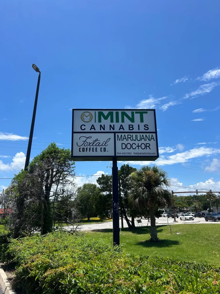 Mint Cannabis pylon sign in St Augustine, FL