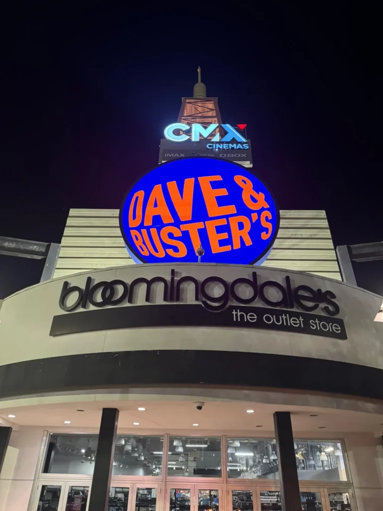 Dave and Busters illuminated cabinet sign in Miami, FL